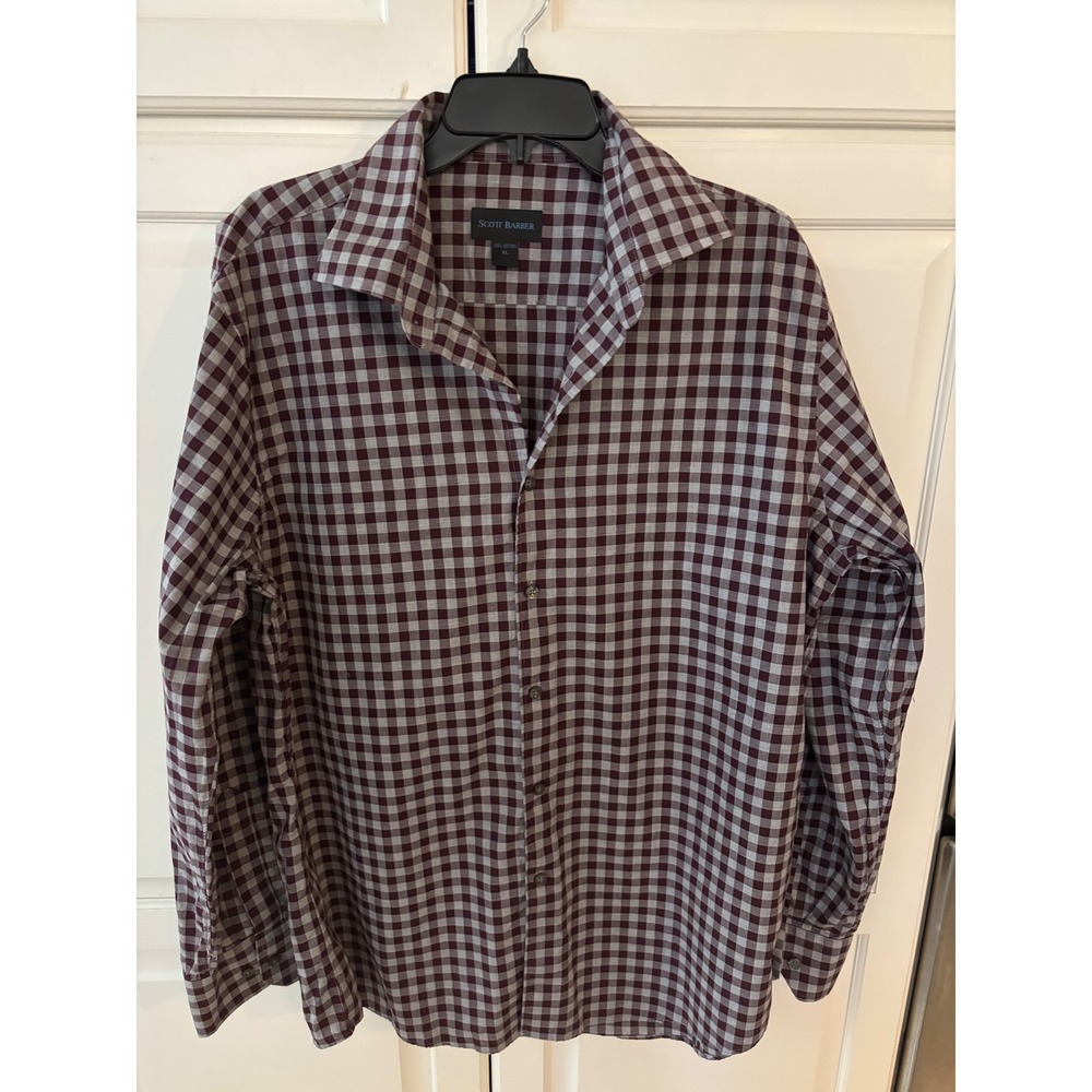 Scott Barber Mens‎ XL Checkered Button Down Long Sleeve Shirt Plaid
